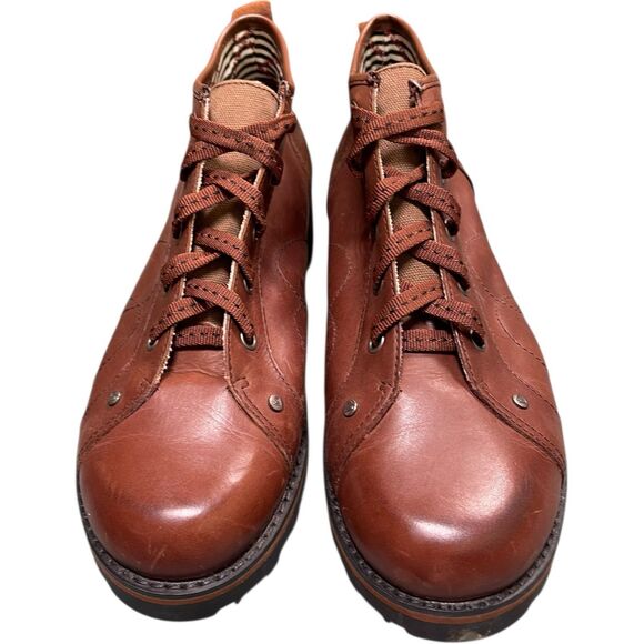 LONDON UNDERGROUND Punk Ankle Boots Lace Up Oil Rubbed Brown Leather Chunky Sole - Picture 3 of 11